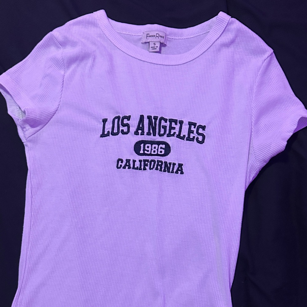 Faded Rose Los Angeles 1986 California Ribbed Tee - White